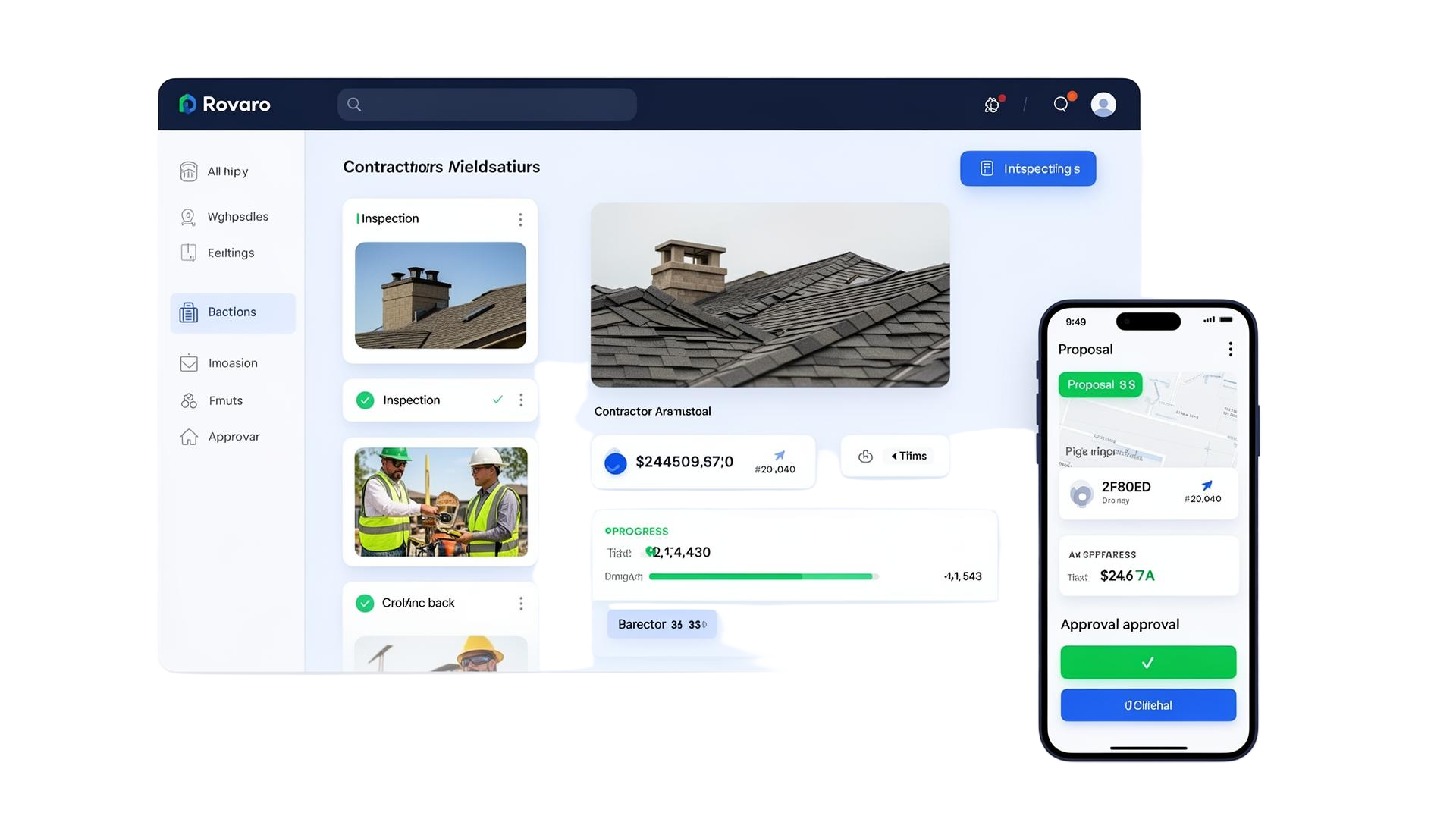 Rovaro dashboard and mobile field inspection interface